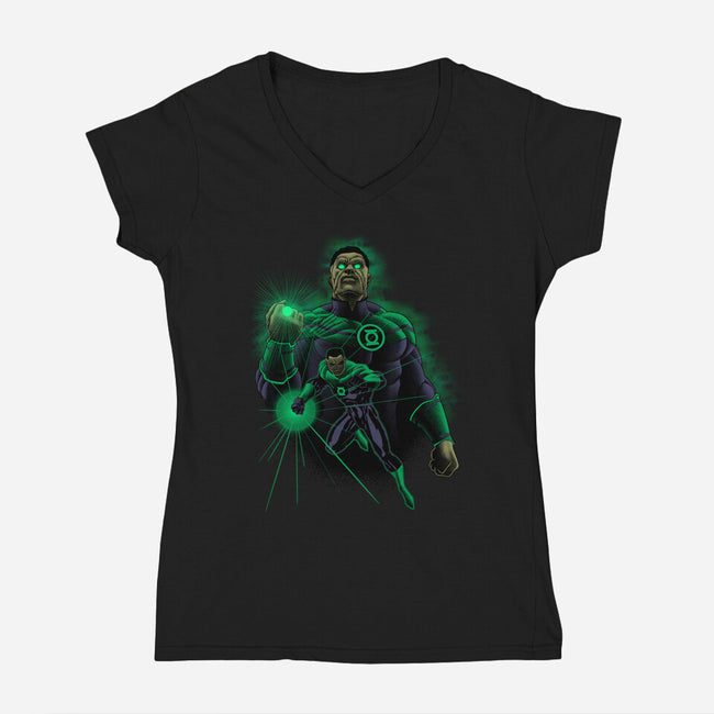 Star Sector Protector-Womens-V-Neck-Tee-Astrobot Invention
