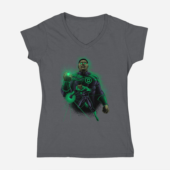 Star Sector Protector-Womens-V-Neck-Tee-Astrobot Invention