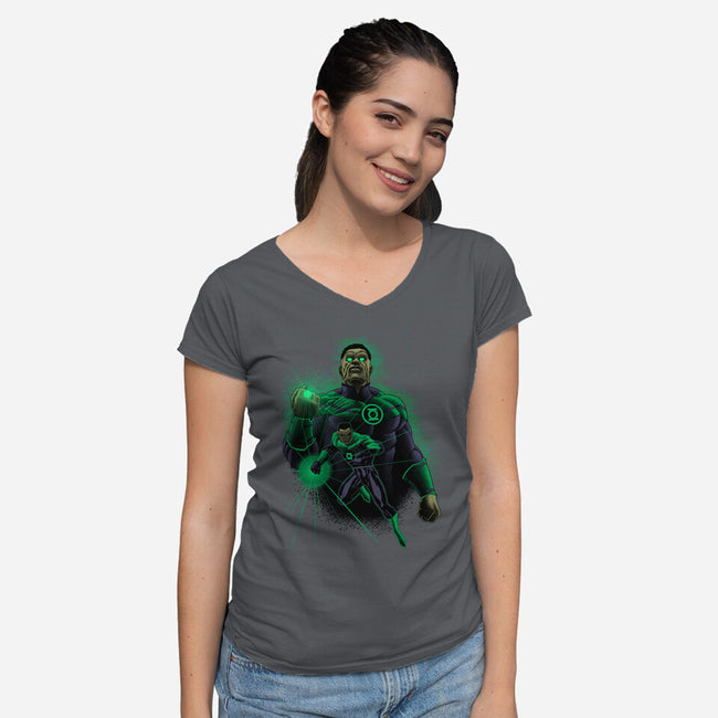 Star Sector Protector-Womens-V-Neck-Tee-Astrobot Invention