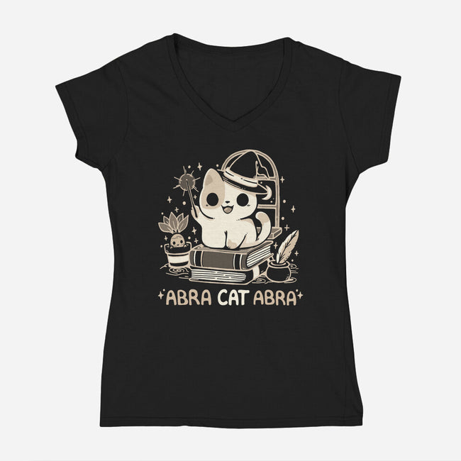 Abracatabra Magic Cat-Womens-V-Neck-Tee-Vallina84