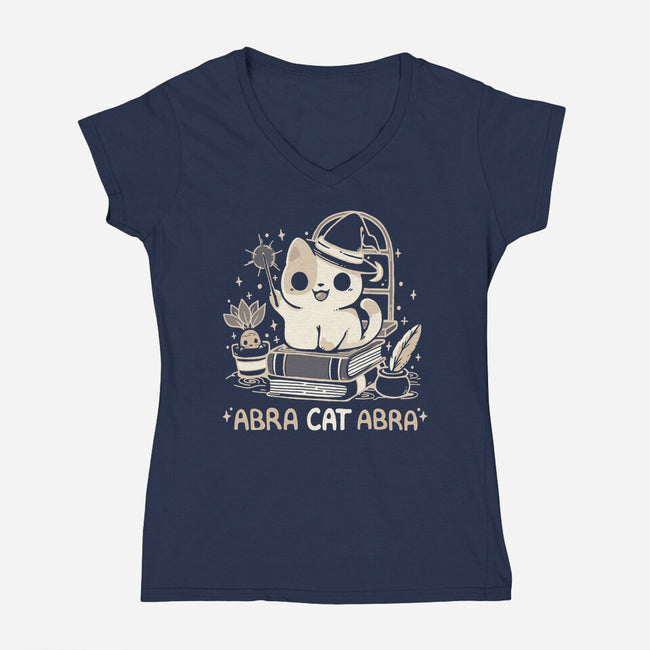 Abracatabra Magic Cat-Womens-V-Neck-Tee-Vallina84