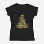 Christmas Tree Dragons-Womens-V-Neck-Tee-Vallina84