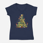 Christmas Tree Dragons-Womens-V-Neck-Tee-Vallina84