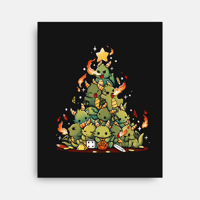 Christmas Tree Dragons-None-Stretched-Canvas-Vallina84