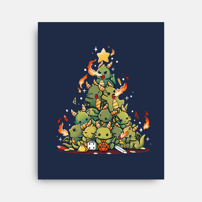 Christmas Tree Dragons-None-Stretched-Canvas-Vallina84