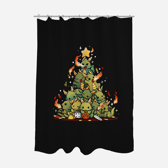 Christmas Tree Dragons-None-Polyester-Shower Curtain-Vallina84