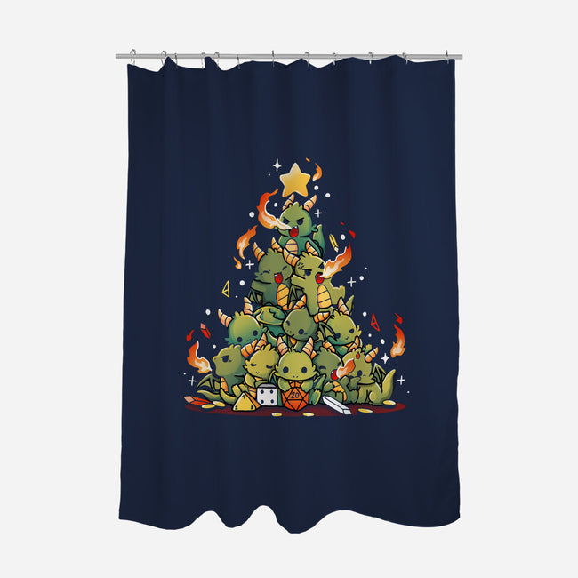 Christmas Tree Dragons-None-Polyester-Shower Curtain-Vallina84