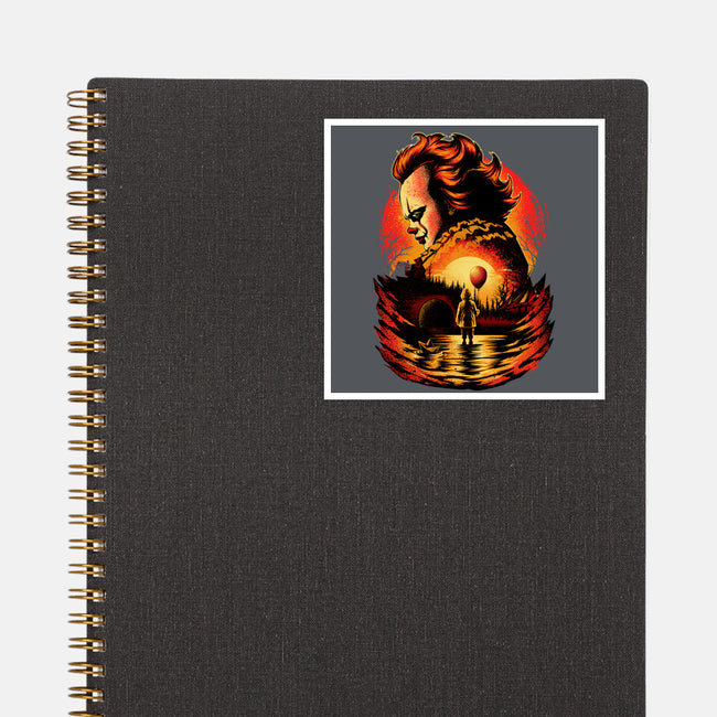 Clown Beneath The Blood Moon-None-Glossy-Sticker-hypertwenty