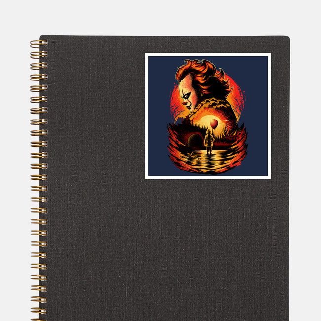 Clown Beneath The Blood Moon-None-Glossy-Sticker-hypertwenty