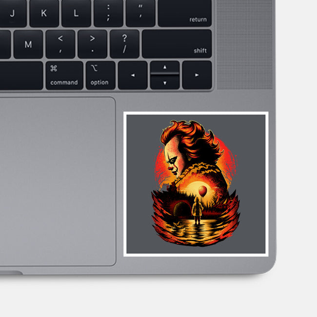 Clown Beneath The Blood Moon-None-Glossy-Sticker-hypertwenty