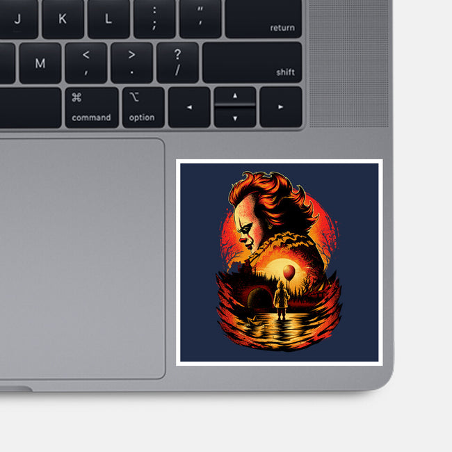 Clown Beneath The Blood Moon-None-Glossy-Sticker-hypertwenty
