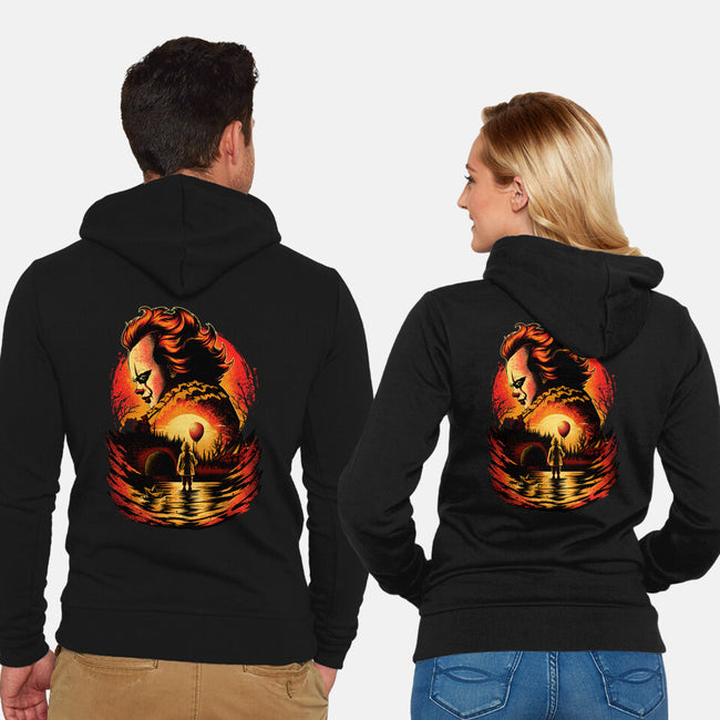 Clown Beneath The Blood Moon-Unisex-Zip-Up-Sweatshirt-hypertwenty