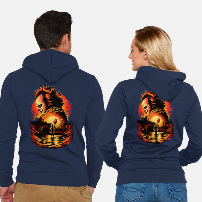 Clown Beneath The Blood Moon-Unisex-Zip-Up-Sweatshirt-hypertwenty