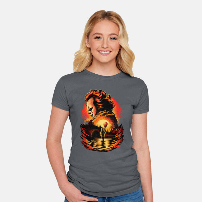 Clown Beneath The Blood Moon-Womens-Fitted-Tee-hypertwenty