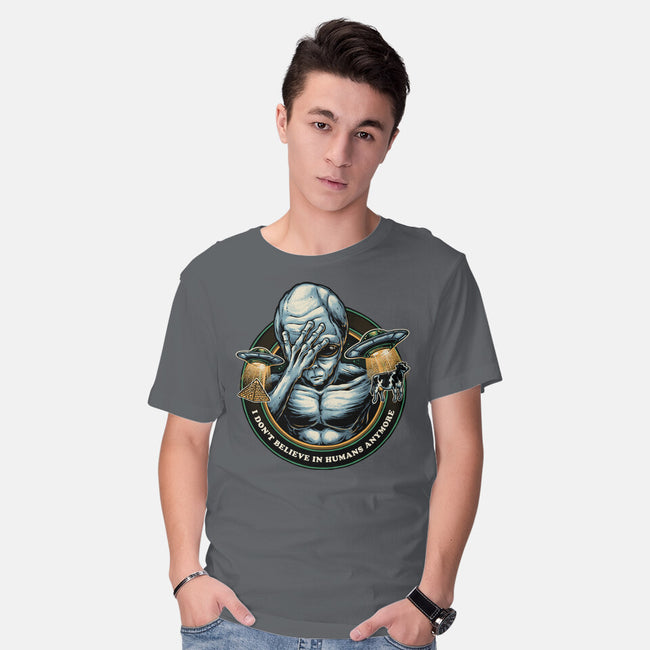 I Don't Believe In Humans Anymore-Mens-Basic-Tee-glitchygorilla