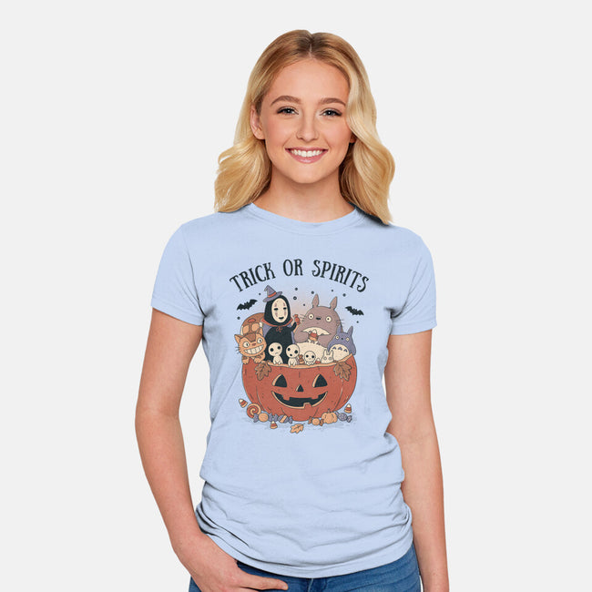 Trick Or Spirits-Womens-Fitted-Tee-GODZILLARGE