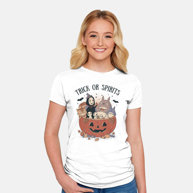 Trick Or Spirits-Womens-Fitted-Tee-GODZILLARGE