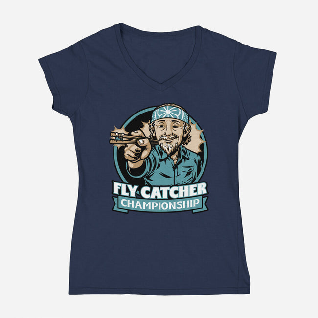 Karate Fly Catcher Champion-Womens-V-Neck-Tee-Studio Mootant