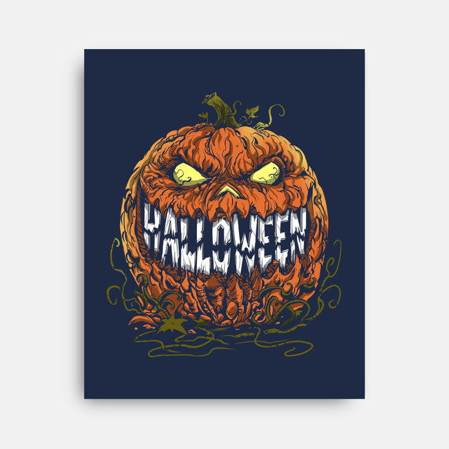 Scary Pumpkin-None-Stretched-Canvas-zascanauta