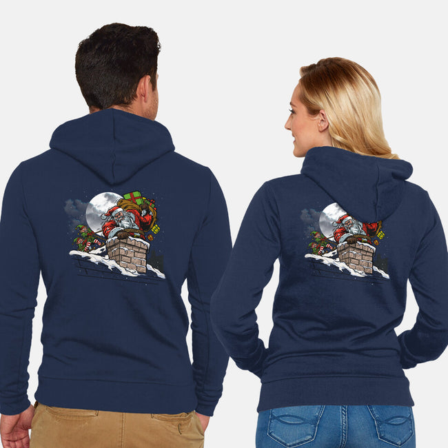 Stuck Santa-Unisex-Zip-Up-Sweatshirt-AndreusD