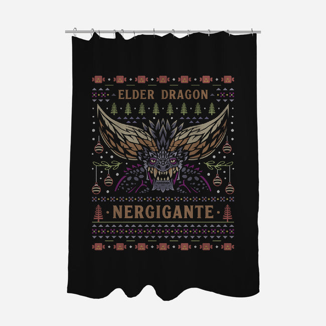 Nergigante Ugly Sweater-None-Polyester-Shower Curtain-LAGELANTEE