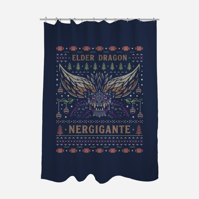 Nergigante Ugly Sweater-None-Polyester-Shower Curtain-LAGELANTEE