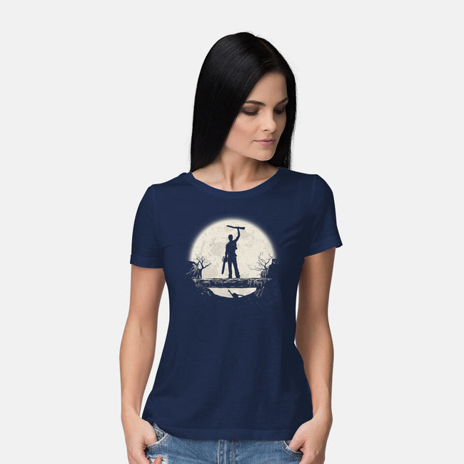 Boom Moon-Womens-Basic-Tee-rocketman_art