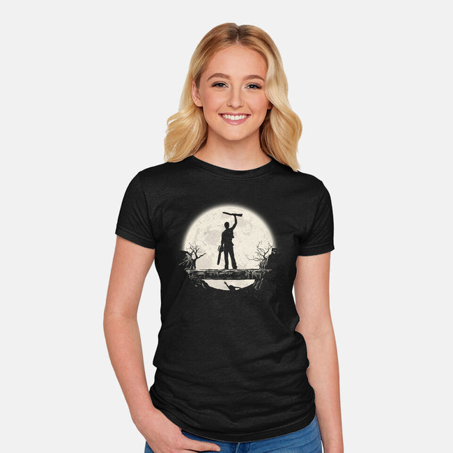 Boom Moon-Womens-Fitted-Tee-rocketman_art
