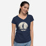 Boom Moon-Womens-V-Neck-Tee-rocketman_art