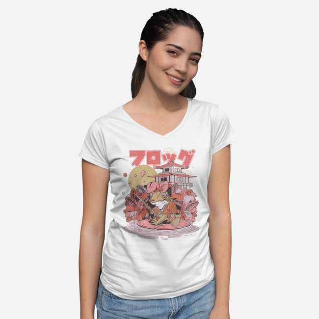 Frog The Fisher-Womens-V-Neck-Tee-eduely