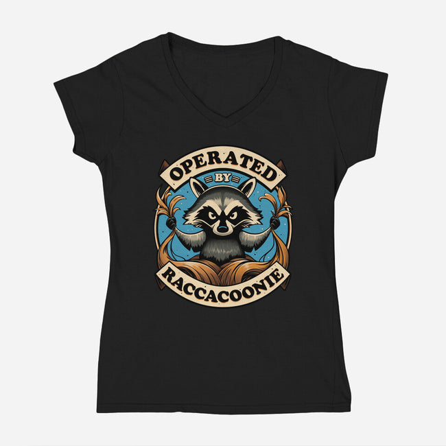 Raccoon Supremacy-Womens-V-Neck-Tee-Snouleaf