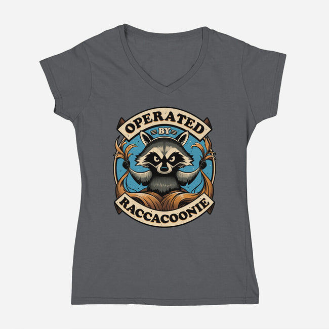 Raccoon Supremacy-Womens-V-Neck-Tee-Snouleaf