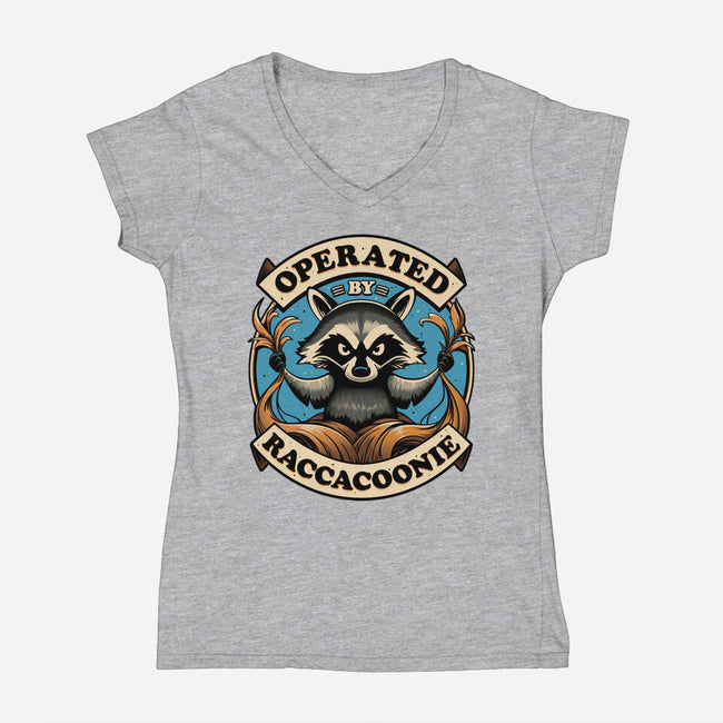 Raccoon Supremacy-Womens-V-Neck-Tee-Snouleaf