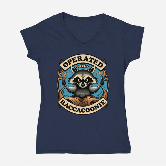 Raccoon Supremacy-Womens-V-Neck-Tee-Snouleaf