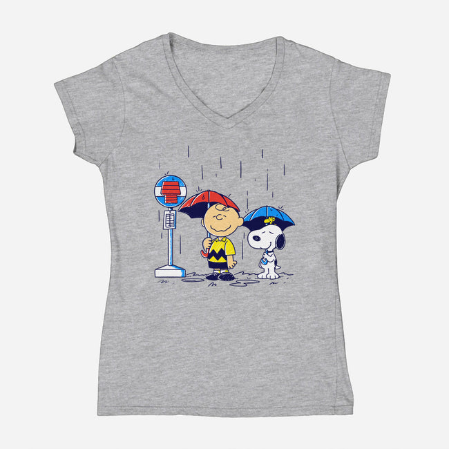 My Neighbor Beagle-Womens-V-Neck-Tee-estudiofitas