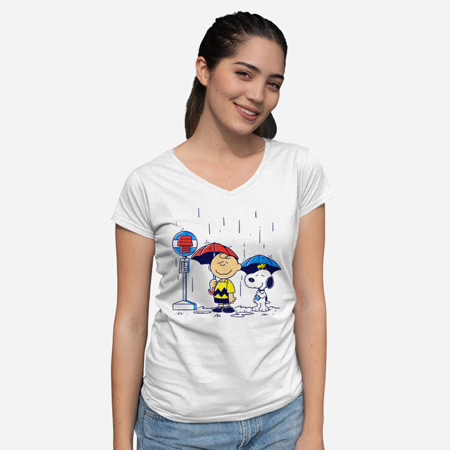 My Neighbor Beagle-Womens-V-Neck-Tee-estudiofitas