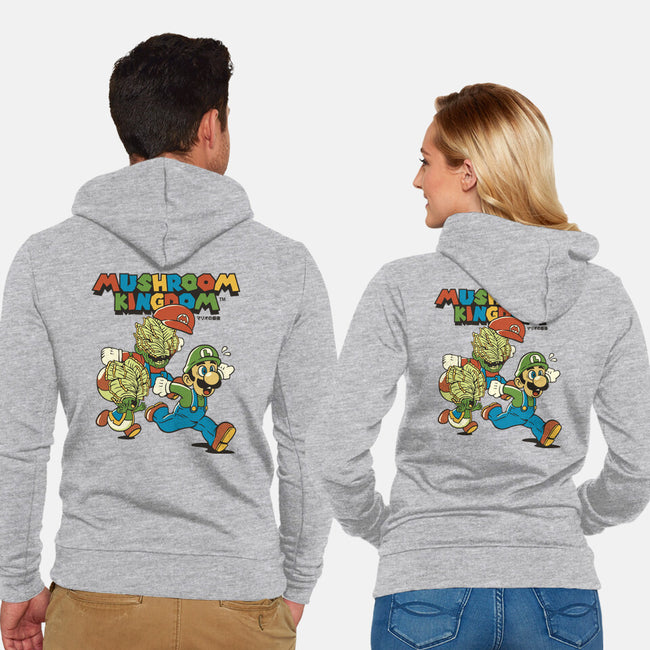 Fungi Explosion Runaway-Unisex-Zip-Up-Sweatshirt-tobefonseca