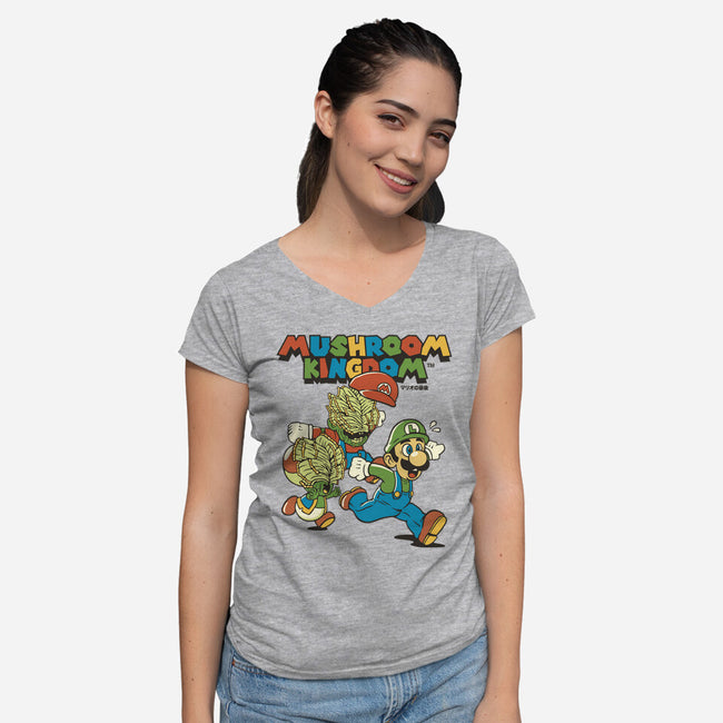 Fungi Explosion Runaway-Womens-V-Neck-Tee-tobefonseca