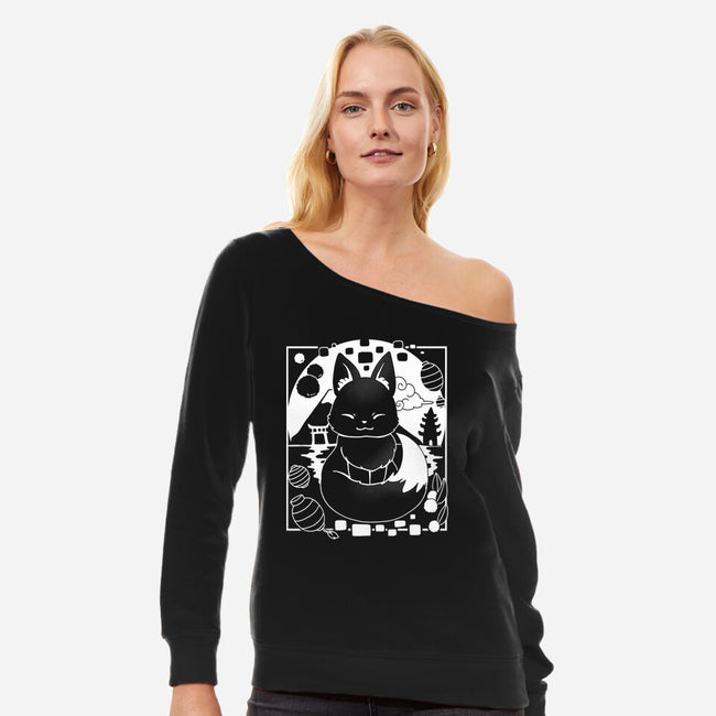 Fox Lantern-Womens-Off Shoulder-Sweatshirt-Vallina84