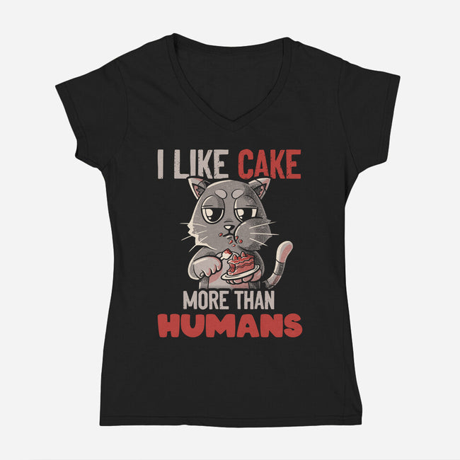 I Like Cake More Than People-Womens-V-Neck-Tee-tobefonseca