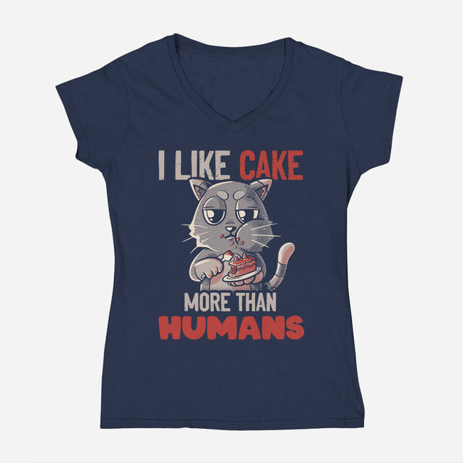 I Like Cake More Than People-Womens-V-Neck-Tee-tobefonseca