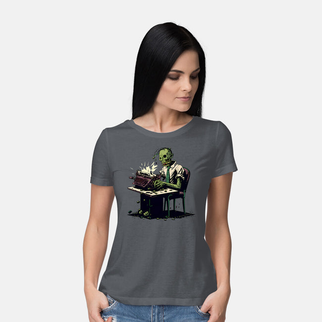 Braindead Office Job-Womens-Basic-Tee-MrScottBlack