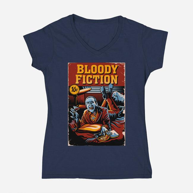 Bloody Fiction-Womens-V-Neck-Tee-daobiwan