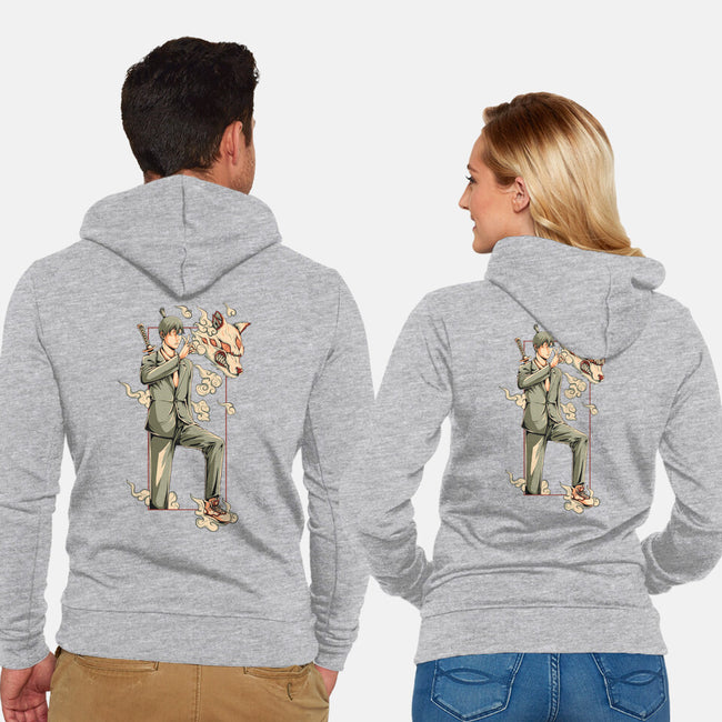 Summon Fox Devil-Unisex-Zip-Up-Sweatshirt-ilustraziz