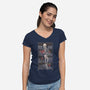 Never Stop Reading-Womens-V-Neck-Tee-eduely