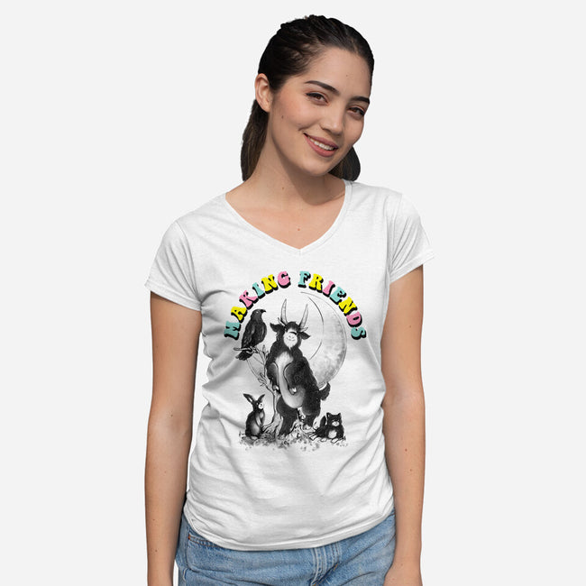 Dark Friends-Womens-V-Neck-Tee-eduely
