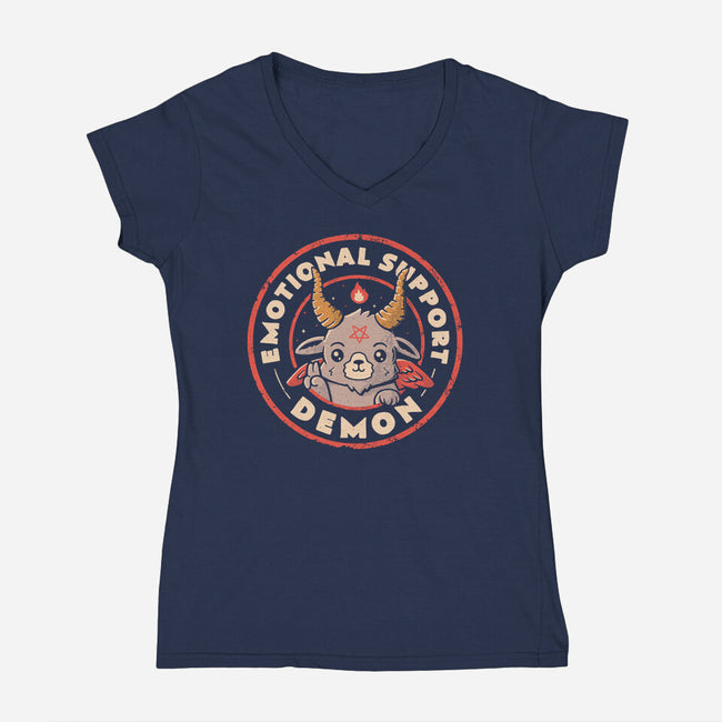 Emotional Support Demon-Womens-V-Neck-Tee-eduely