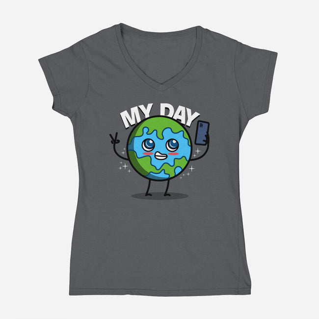 Earth My Day-Womens-V-Neck-Tee-Boggs Nicolas
