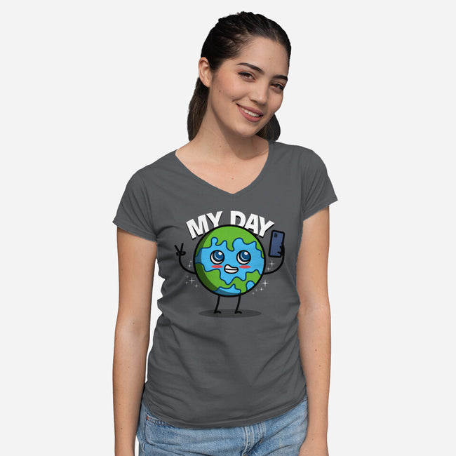 Earth My Day-Womens-V-Neck-Tee-Boggs Nicolas