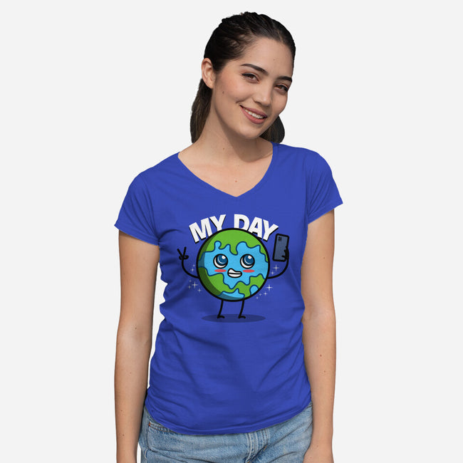 Earth My Day-Womens-V-Neck-Tee-Boggs Nicolas